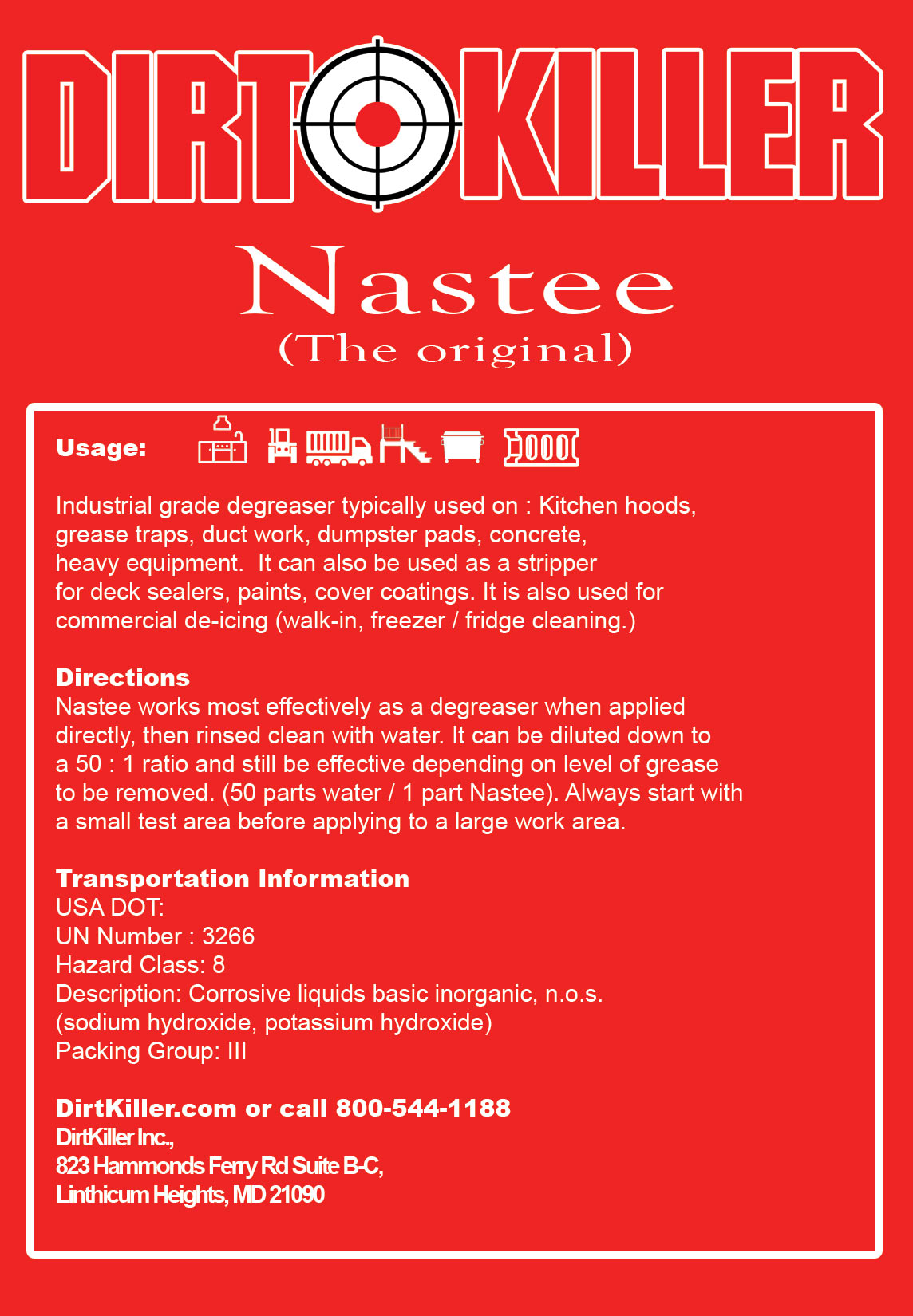 Directions 2 -Nastee industrial concrete oil stain removal