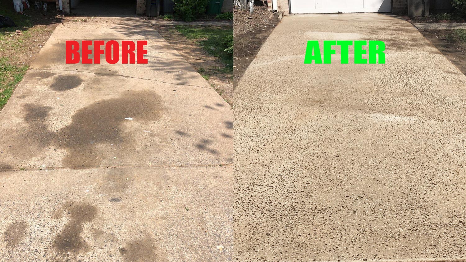 Before and after - Nastee industrial concrete oil stain removal